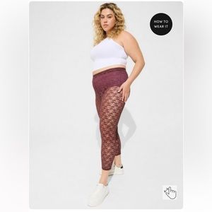 Torrid Crop Comfort Waist Floral Lace Legging Size 1X NWT